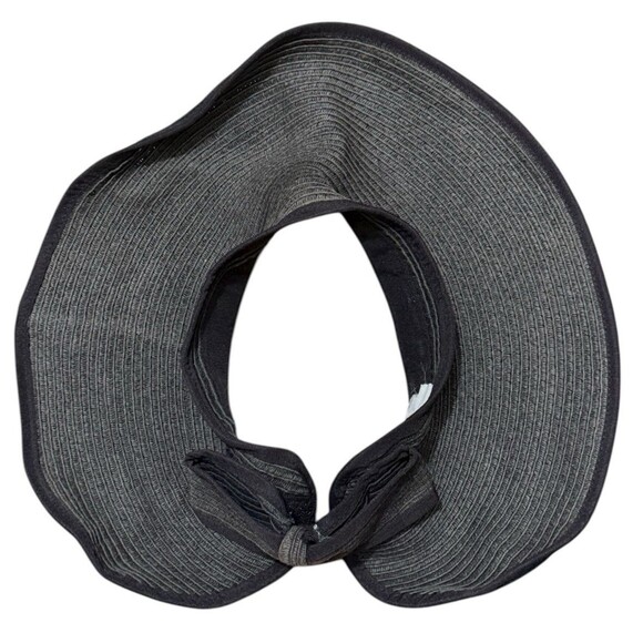 Sun Visor Hat Wide Brim Brown Woven Bow Adjustable Outdoor Shade Travel Packable - Picture 2 of 7